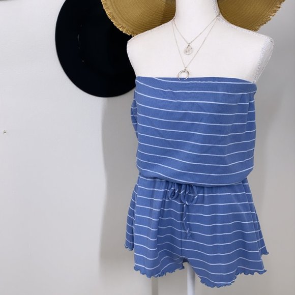 Blue Blush Stripped Romper - Picture 1 of 1